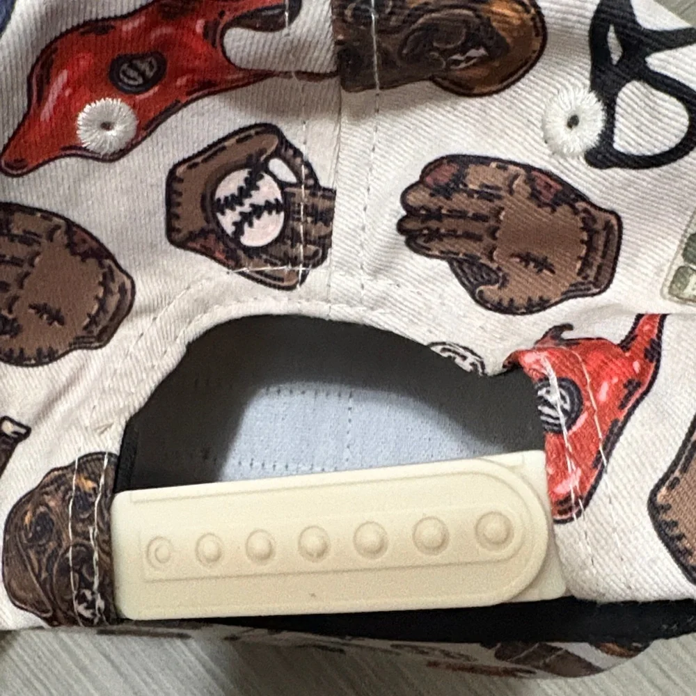 Kids Baseball Print Hat - Cream